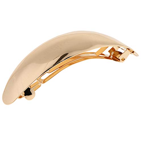 oshhni Ouro Prata Metal Curvado Oval Francês Barrette Acessórios de Fivela de Cabelo Feminino - Ouro