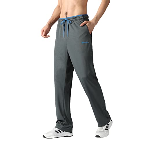 Favmartha Men's Lightweight Sweatpants With Zipper Pockets Open Bottom Athletic Track Joggers Pants For Workout,Training,Gym(Grey M) #TOP1