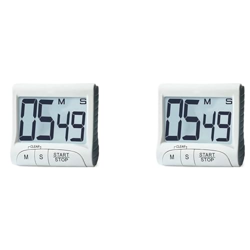 Feeuid 2X Temporizador de Cocina Digital y CronóMetro, DíGitos en, OperacióN Simple, Alarma Fuerte, Soporte MagnéTico para Cocinar y en el Aula