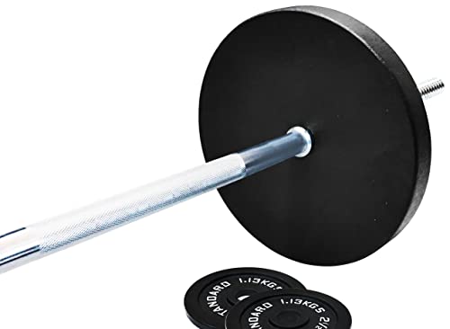 Signature Fitness Cast Iron Standard Weight Plates Including 5FT Standard Barbell with Star Locks, 95-Pound Set (85 Pounds Plates + 10 Pounds Barbell), Multiple Packages - Image 4