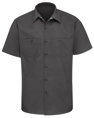 Red Kap Mens Industrial Work Shirt, Regular Fit, Short Sleeve