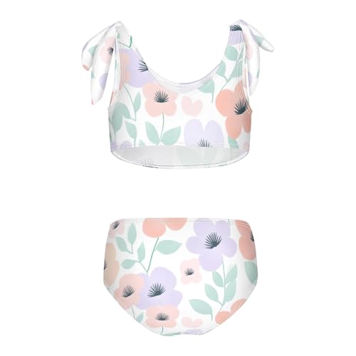 KLL Soft Pastel Flower Wall Floral Girl 2 Piece Bikini Set Quick-Dry Swimsuit Swimming Suits Adjustable Shoulder Strap2