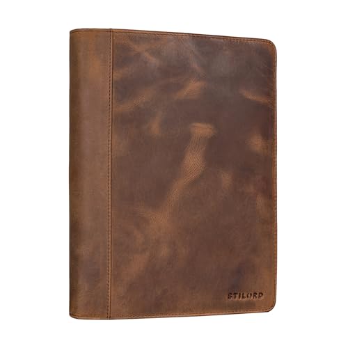 STILORD 'Leif' Carpeta A5 Piel Vintage Sepia