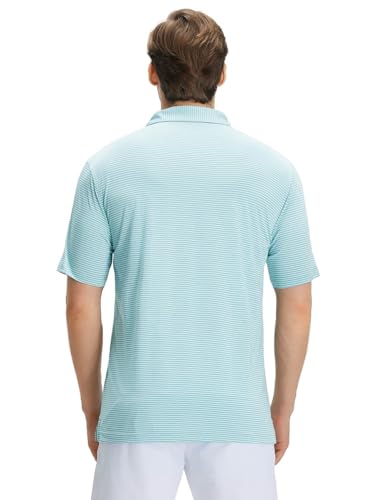 Image of Men' s Golf Shirts Short Sleeve Performance Moisture Wicking Dry Fit Striped Golf Polo Shirts for Men