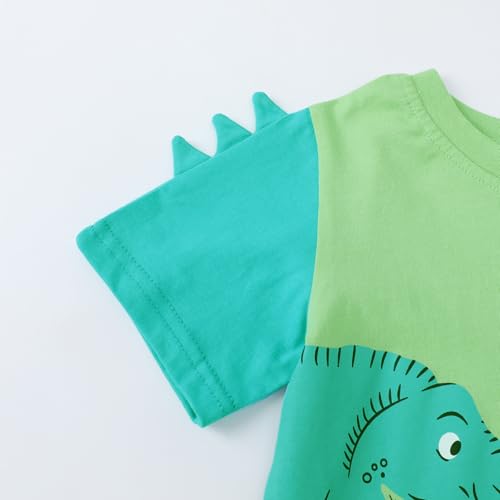 Image of HILEELANG Toddler Boy Summer Short Clothes Sets Cotton Crewneck Tees Shorts Pocket Adjustable Knite Shorts Playwear Sets