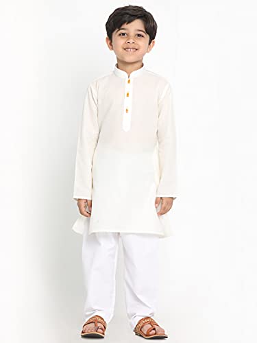 Image of JBN Creation Boys Cotton Blend Kurta Pyjama Set - Ethnic Elegance for Festivals | Comfortable Classic Collar Full Sleeves Kurta for Kids