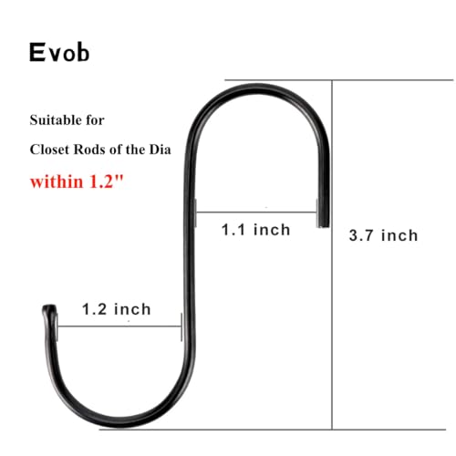 30 Pcs Black Steel S Hooks for Hanging Pots, Pans, Cups, Plants, Bags, Jeans, Towels