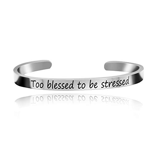 Image of Uloveido Stainless Steel Inspirational Bracelets for Women Engraved Personalized Mantra Initial Motivational Cuff Bangle Y460