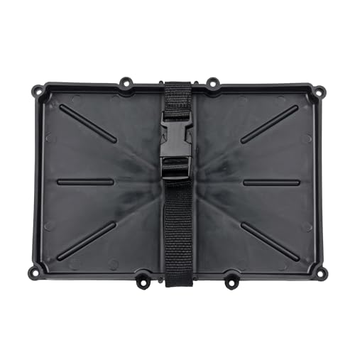 T-H MARINE Narrow Battery Tray Holder with Durable Poly Strap - Narrow Space Saving Design and Recessed Mounting Wells Fit Group 24 Batteries - Boat and RV