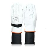 Ansell ActivArmr 96-002 Luvas protetoras de couro de cabra eletricista/elétrica isoladas de baixa tensão para industrial, automotivo, fabricação, tamanho 7 (PP), branco (pacote com 1)