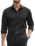 COOFANDY Men's Regular Fit Dress Shirt Solid Wrinkle-Free Long Sleeve Casual Business Button Up Shirts A Black M