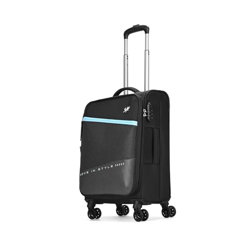 Image of Skybags Genesis Cabin Soft Luggage (55 Cm) | Soft Luggage Trolley with 8 Wheels and 3 Digit Combination Lock | Black | Unisex
