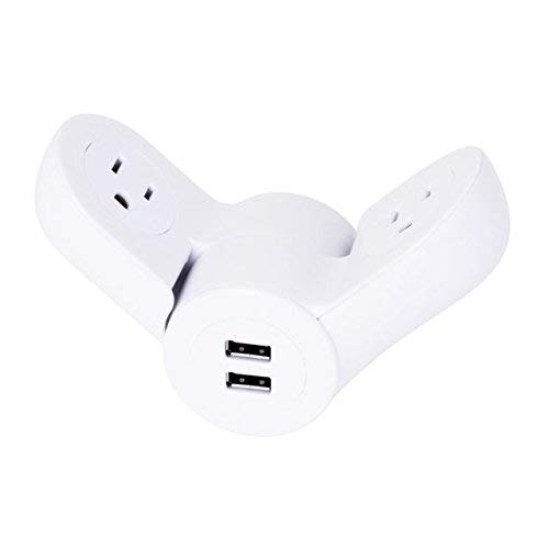 Quirky Pivot Power Mini Compact Portabal Surge Protector with 2-USB Outlets and Sockets in White