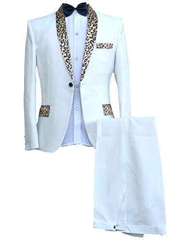 Men's Modern 2-Piece Suit Leopard Grain Shawl Lapel One Button Tuxedos for Party/Prom
