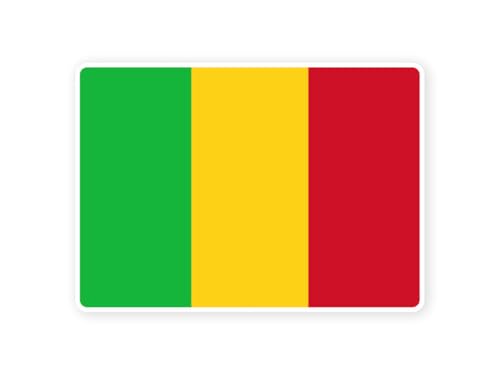 Sticker drapeau MALI malien 10cm(S) - 28cm(XL) autocollant bord blanc (taille S : 10cm x 7cm)