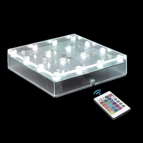 LARDUX Base lumineuse LED carrée avec télécommande - 12,7 cm - Multicolore - Base lumineuse sur...