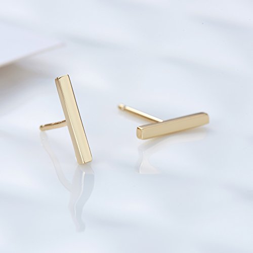 S.Leaf Sterling Silver Stud Earrings for Women Small Tiny Hypoallergenic Second Hole Bar Earrings Best Friend Birthday Gifts for Women Trendy Sister Mom Wife Womens Her Friend Party2