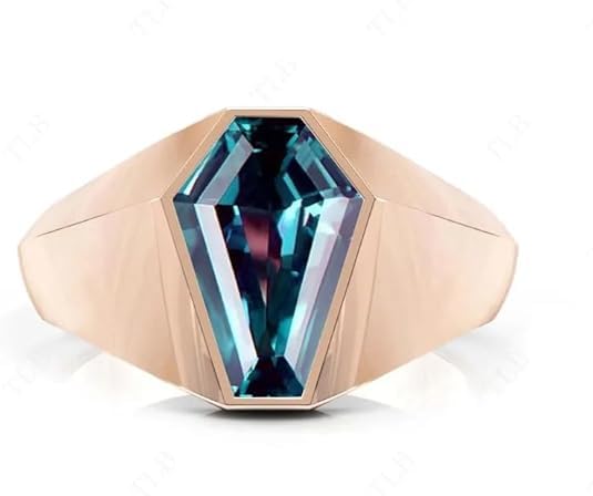 LS GEMS & JEWELS Vintage 3 Carat Coffin Cut Gemstone Engagement Ring For Men- 925 Silver Gemstone Handmade Signet Ring - Art Deco Unique Statement Handmade Ring Gift For Men (Alexandrite, Custom)