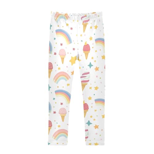 Stars Rainbow Ice Cream Girls Casual Leggings for Kids Printed Long Pant Bottoms Stretch and Soft