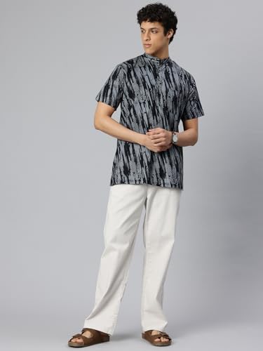 Image of Majestic Man Men Slim Fit Ethnic Motifs Cotton Printed Half Sleeve Short Kurta