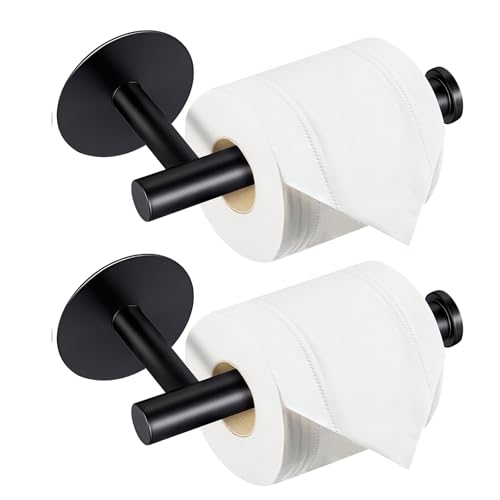 Yagoo Self Adhesive Toilet Paper Holder, SUS304 Stainless Steel Rustproof Toilet Roll Holder No Drilling Adhesive Toilet Tissue Holder for Bathroom Kitchen (2, Black)