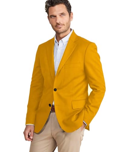 SPTALLFITJSV Mustard Yellow Mens Blazer Jacket Casual Skinny Suits Separates Men's Sport Coat Mens Clothes Daily Wearing Men Notched Lapel Men's Suit Blazer Regular Fit L
