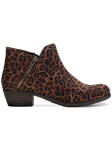 SUN STONE Womens Abby Faux Leather Heels Ankle Boots Brown 6 Medium (B,M), Leopard2