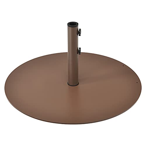 Giantex Patio Umbrella Base, 59 LBS Heavy-Duty Round Umbrella Stand, 29.5 Inch Outdoor Steel Umbrella Holder for Poolside, Backyard, Lawn, Brown