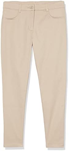 Nautica Girls' Little School Uniform Skinny Leg Pants, Elasticized Waistband with Button Closure, Functional Pockets, Stretch Twill Material, Khaki, 6
