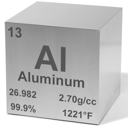 Aluminum 1" Metal Density Cube - 99.9% Pure Element for Chemistry - Educational Scientific Chemistry Elemental Specimen