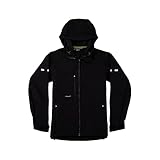 TRUEWERK Women's Insulated Work Jacket - S3 Solution Zip-Up Hoodie, Fleece-Lined, Waterproof Tactical Coat with 4-Way Stretch, Medium, Black