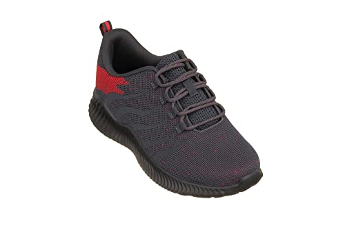 Image of CALTO Men's Invisible Height Increasing Elevator Shoes - Grey /Red Ultra Lightweight Sporty Sneakers - 2.8 Inches Taller - Q218 - Size 13 D(M) US