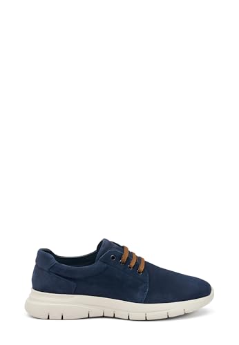 Frau Herren-Schuhe Made in Italy, Modell Sneakers Basse Nabuk 09H0, aus Leder., blau, 42 EU