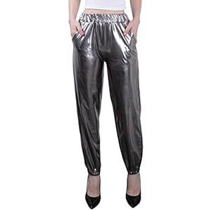 NewL Metallic glanzende joggingbroek voor dames, casual, holografische kleur, streetwear, broek, hiphop, trendy, gladde, elastische broek
