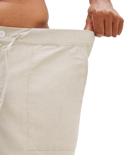 Linen Pants for Men - Casual Wide Leg Beach & Lounge Pants with Pockets3