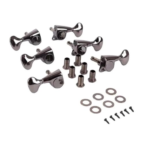 Guitar Tuning Pieces 6pack Enclosed Tuning Pegs Electric Guitar Machine Head Metal Tuners For Easy Handling(Gray)