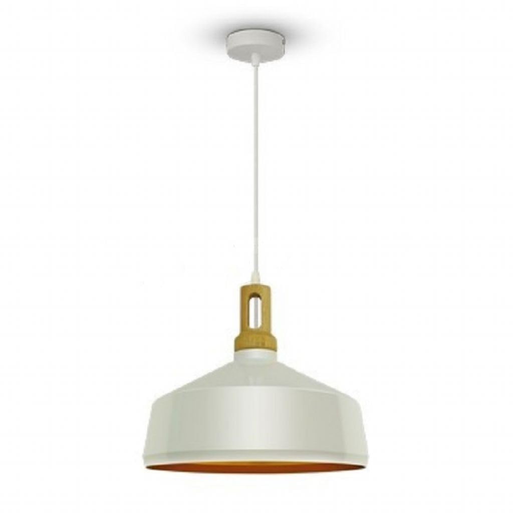 Portalampada Pendente 1Mt E27 Elegant Stylish, 350Mm-Legno Bianco