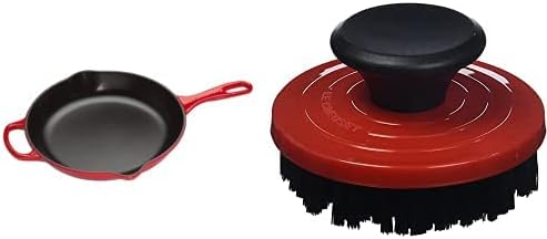 Le Creuset Enameled Cast Iron Signature Iron Handle Skillet, 10.25″ (1-3/4 qt.), Cerise & Nylon Brush, 3 1/4″, Cerise Le Creuset Enameled Cast Iron Signature Iron Handle Skillet, 10.25″ (1-3/4 qt.), Cerise & Nylon Brush, 3 1/4″, Cerise