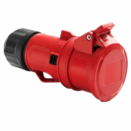 WEBMATEL Toma Cetac Hembra 380V - IP54-3 P+T - 32A - Base Enchufe Hembra - Base Industrial 4 Pines Trifásico - Adaptador Estanco Eléctrico