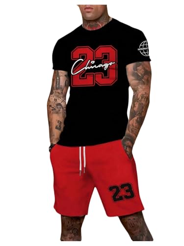 Men's Track Suits Letter Print Short Sleeve T-shirt and Shorts 2 Piece Short Outfits