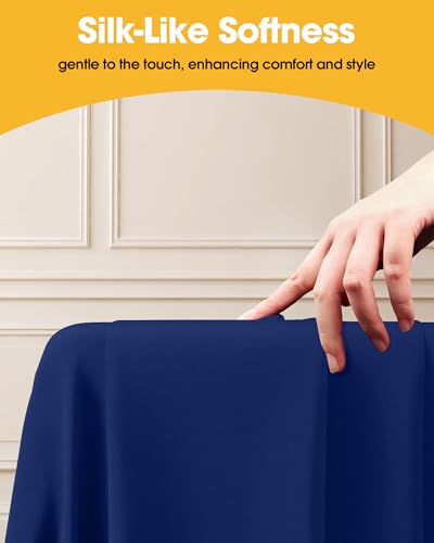 Image of Niuara Navy Blue Polyester Table Cloth, 6 Pack, 60 x 102 in | Rectangle, 5 ft Tables, Washable, Wrinkle Resistant, Weddings Parties