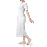 [あめてまり] 肌襦袢 スリップ 肌着 着物 和装 ユニペッチ ワンピース インナー 下着 綿 裾除け 洋装 レディース ストレッチ スリット レース 女性 吸汗 大人 S M L LL 洗える 襟ぐり深め 通年 白 (Lサイズ)