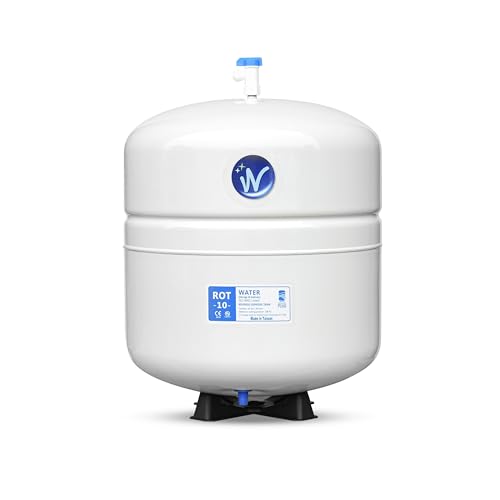 Image of Pressurized Water Storage Tank - Reverse Osmosis Water Tank with Stainless Steel Connections and Ball Valve - Water Filtration System Storage Tank 10 Gal & appx. 6 Gal Usable Capacity (ROT-10-W)