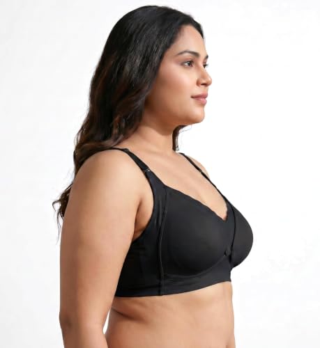 Image of Women's Maternity Feeding Bra, Front Open Snap Button Nursing Bra, Adjustable Shoulder Straps, Wirefree Full Coverage, Soft Non-Padded Breastfeeding Bra for Pregnancy & Lactation