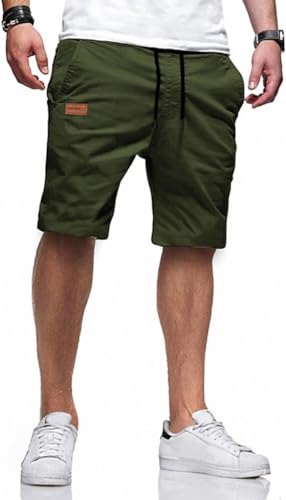 Image of Men's Cotton Casual Shorts |Knee Length Regular Fit Half Pant for Men| Elastic Waist with Drawstring | Regular Fit Shorts | Bermuda Shorts for Men | Lightweight Perfect for Workout, Beach & Summer