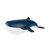 zΓΌβny Zuny Bookend Whale Wave, Leather Bookends for Shelves, Handmade Animal Home Decor, Gaze Series, Blue+White