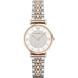 Montre Emporio Armani pour femmes à deux aiguilles, en acier inoxydable, taille de boîtier de 32...