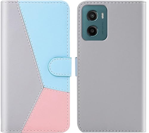 Image of ClickCase for Motorola Moto G05 Pastel Series Faux Leather Magnetic Card Holder Wallet Kickstand Case Flip Cover for Motorola Moto G05 (Soft Tricolor)