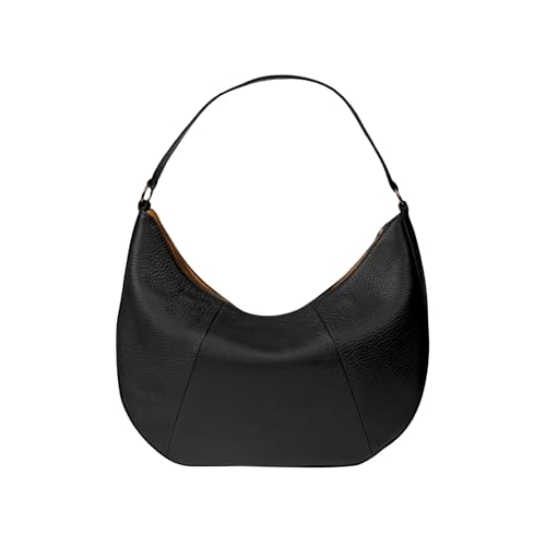 Saddle Shoulder Bag, Black Leather, 13 x 10 x 2 inches, Handmade