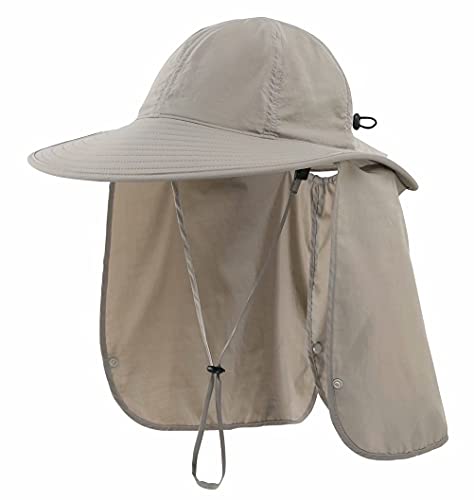 Vimfashi Men Women Breathable Sun Protection Bucket Hat With Neck Flap For Fishing Hiking Camping Light Grey #TOP7
